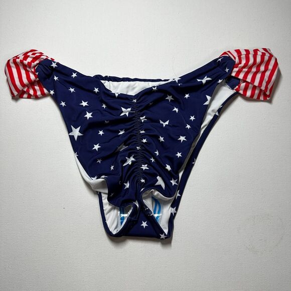 Maretoa Bikini Bottom XL Swim American Flag Stars Brazilian Classic Side Scrunch - Picture 6 of 8